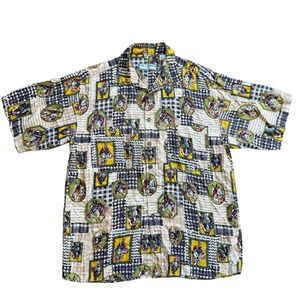 Ted Lapidus Homme‎ Paris Silk Horse Print Shirt Mens L Equestrian Short Sleeve